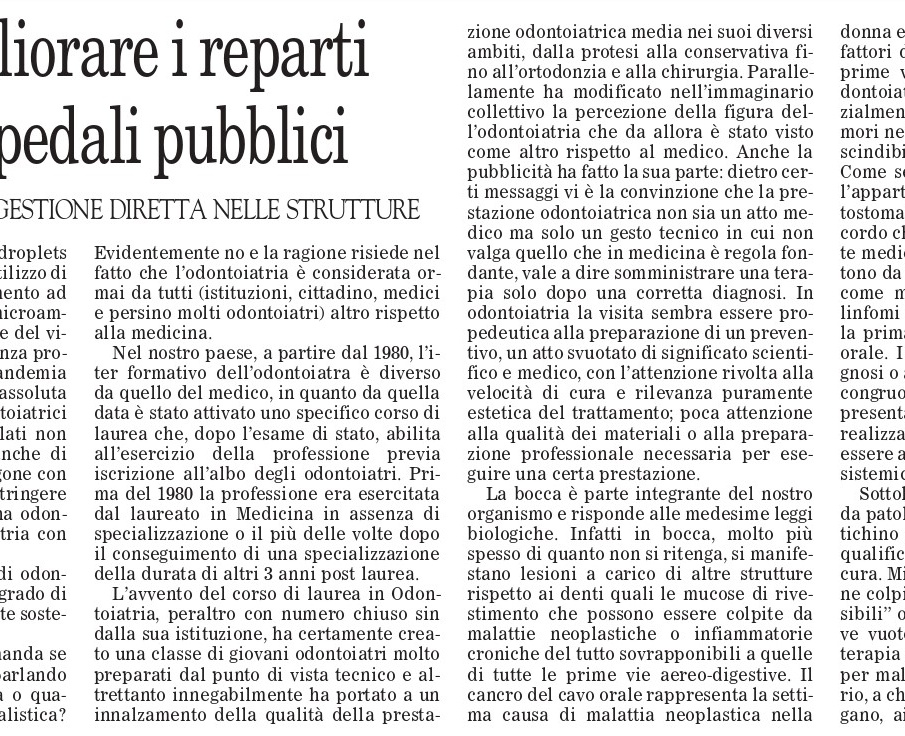 Idee per cambiare e migliorare i reparti di odontoiatria negli ospedali pubblici 